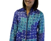 VERA Vintage Blouse - Blue Circles and Squares