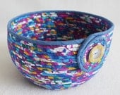 Wildflower Large Round Fabric Coiled Basket / Bowl by PrairieThreads