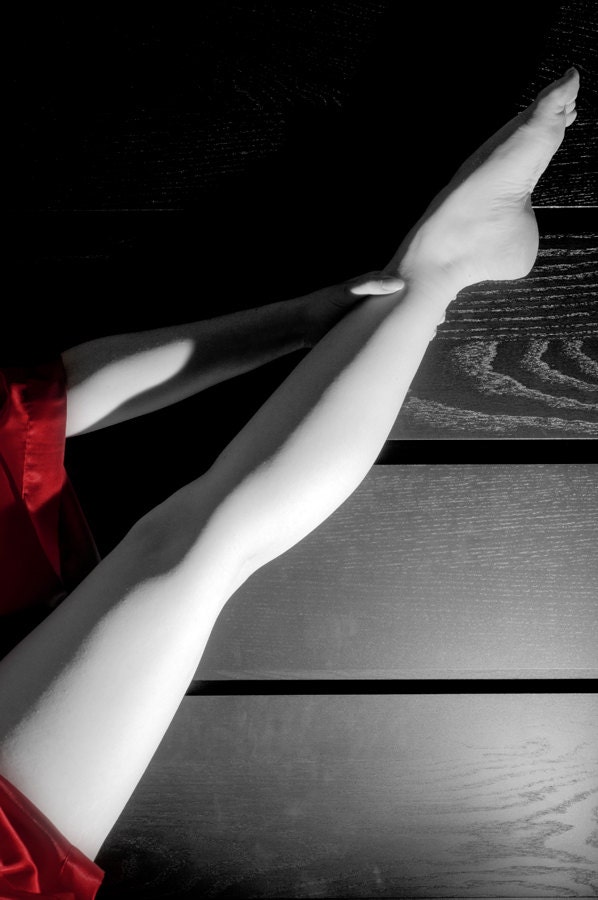 Erotic art photography sexy fine ART female black and white red lingerie - Carezza Rossa - 6