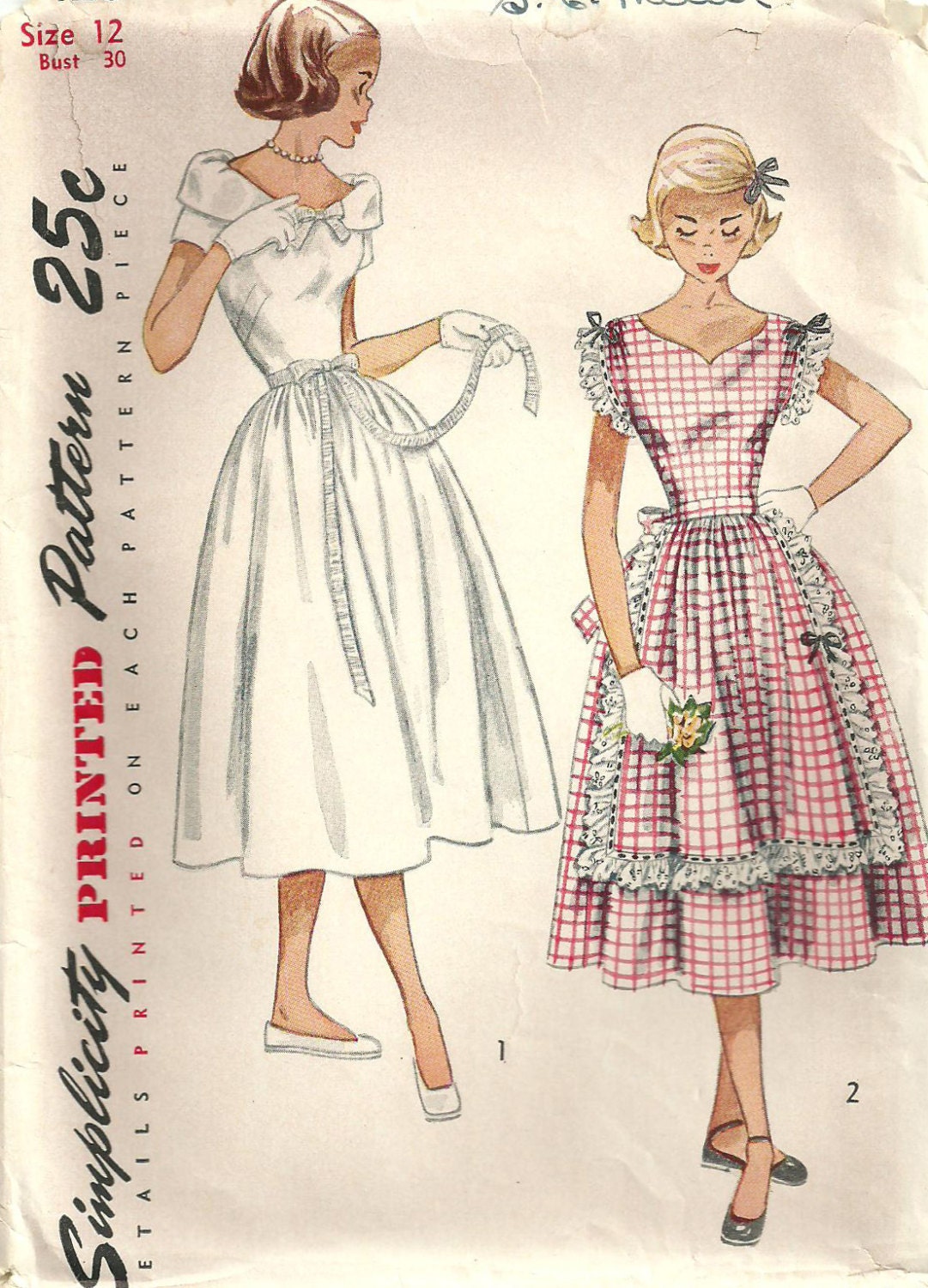 Simplicity 3428 Vintage 50s Sewing Pattern Dress Size 12