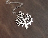 Modern Winter Tree Necklace, Sterling Silver Bare Winter Tree Charm on a Silver Cable Chain