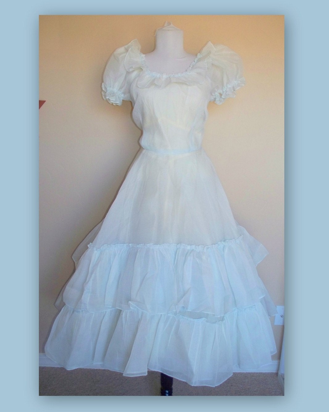 1940s  Silk Organdy Party dress  with slip