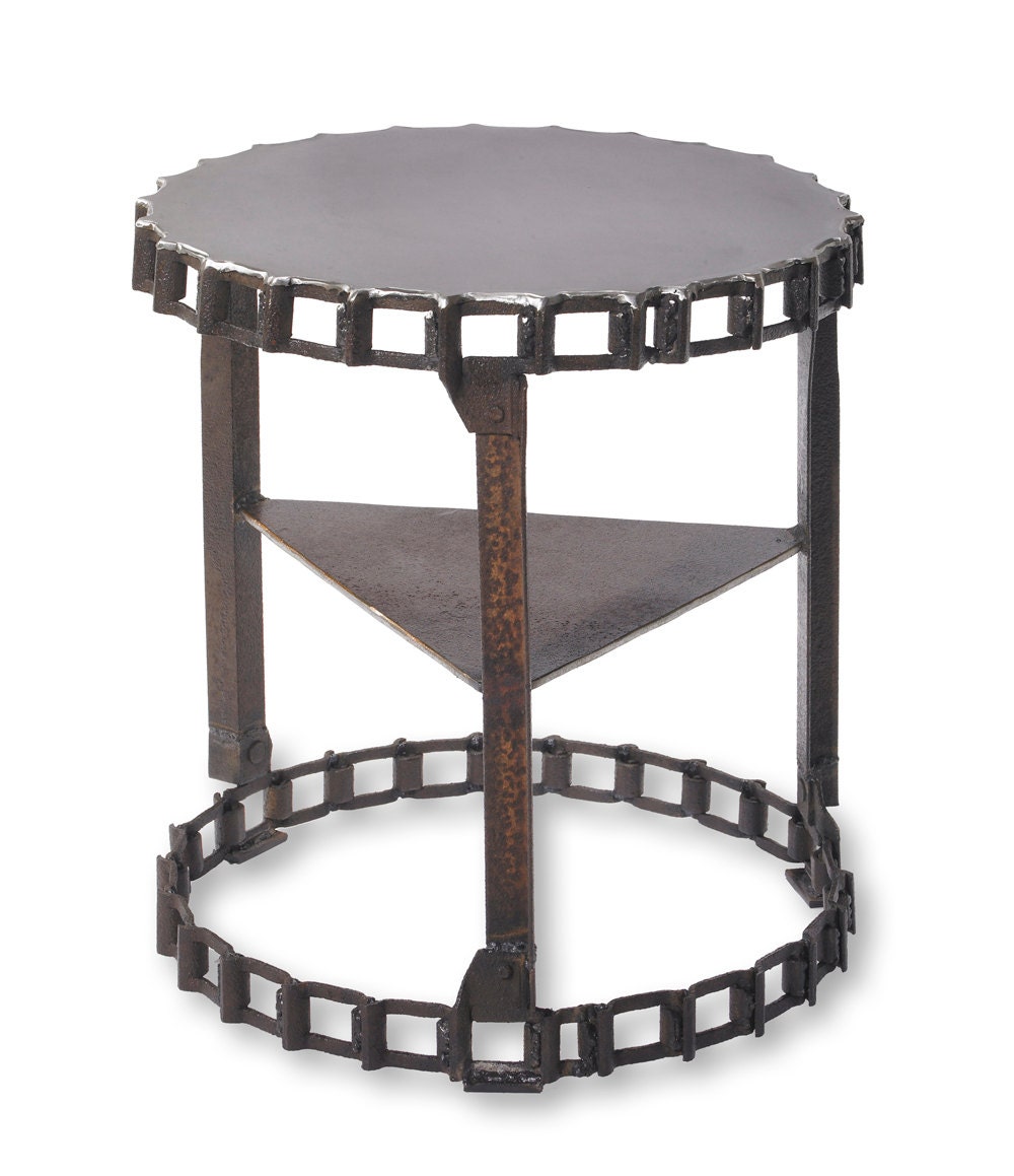 Reclaimed Metal Industrial Drag Chain Side Table
