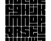 Alphabet Art, Black, White, Print, ABC's, Children, Edgy, Baby, Kids, Office, Home Decor, Typography, Graphic Design, Industrial
