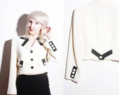 Black and White Tuxedo Jacket Blazer Cropped