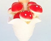 Medium Vintage Red and White Mushroom Floral Picks