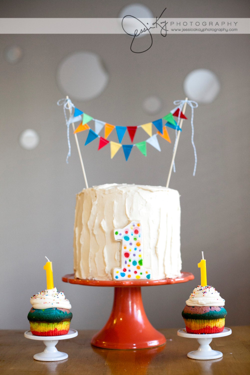 Primary Rainbow Circus Fabric Cake Bunting Decoration Il_170x135