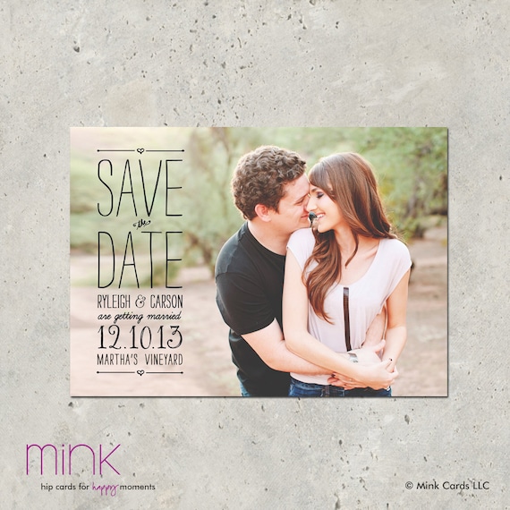 photo save the date postcard - "Vintage Scroll"
