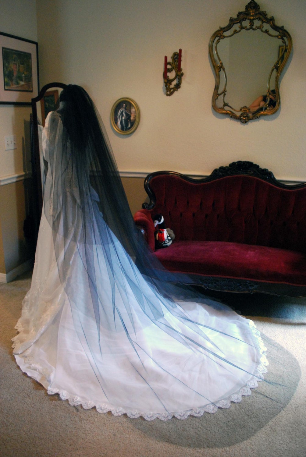 Gothic Black 3 Tier Cathedral Length Veil
