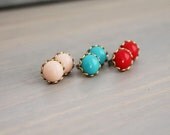 Simple Stone Studs - Blush, Turquoise, or Cherry