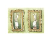 Bunny Couple Portrait, 8x10 illustration print