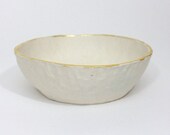 Medium Gold Rim Bowl in Cream and Gold
