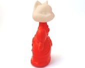 Cat toy, vintage plastic red cat, red toy, soviet toy