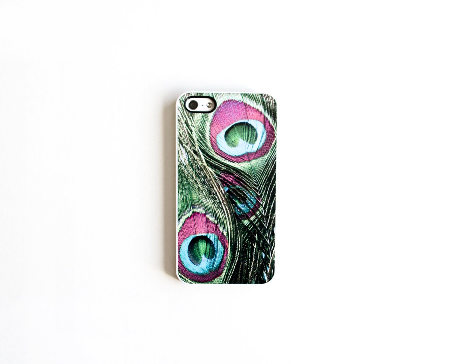 Peacock feather iphone5 case, for women and girls, gadget cover in pink and turquoise, summer bohemian