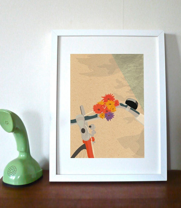 Bike Ride - Bicycle Art Print - Dreamy Retro 6"x 8"