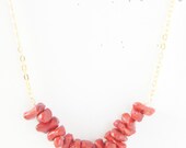 Red Bamboo Coral Gold Plated Necklace