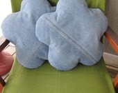 pair recycled denim flower pillows upcycled jeans 18 inch