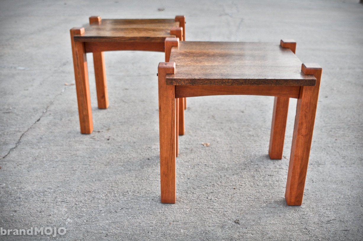 Reclaimed Wood End Tables - Set of 2 - The Monolith Collection