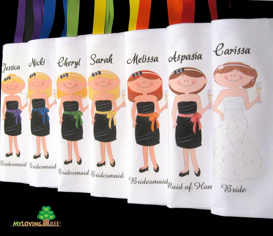 Personalized bridesmaids gifts bags wedding or bridal shower party or wedding favors or thank you gift totes