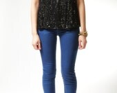 vintage 1960s top / 60s black sequins top / Shimmer On Sequins Top