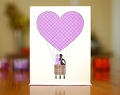 Purple Heart Hot Air Balloon w/ Lesbian Couple I Love You Card on 100% Recycled Paper