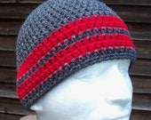 mens hat youth boys beanie crochet hat beanie dark gray red stripes menswear mens fashion youth adult 6554