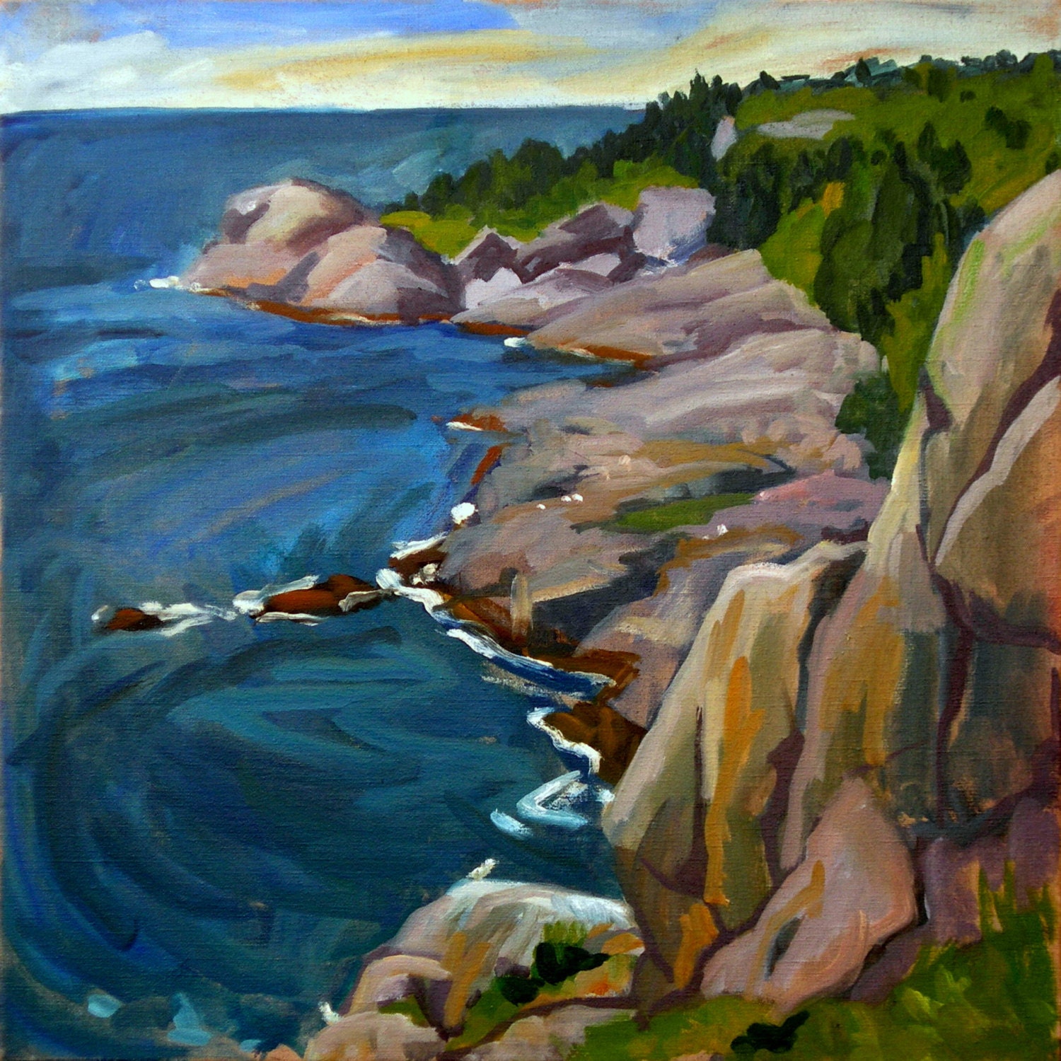 Oil Painting Landscape, The Headlands/ Monhegan,Maine. Original Oil on Canvas, Plein Air Landscape Painting