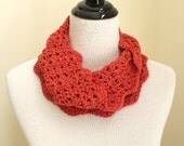 Scallops and Lace Infinity Cowl in coral