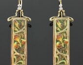 Enamel earrings plique ajour Art Nouveau stained glass window emaille a fenetre
