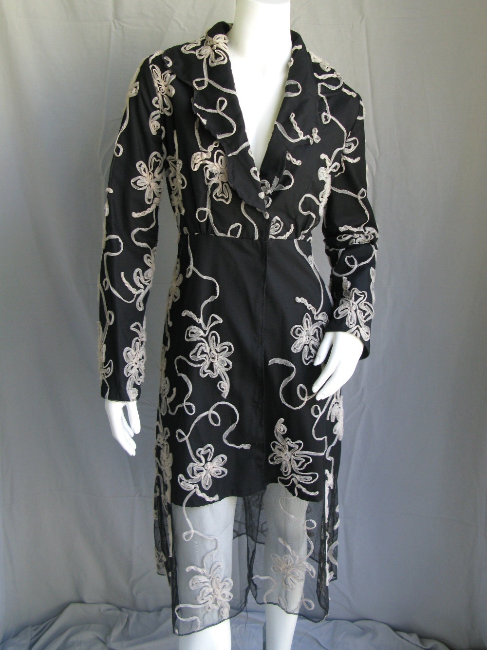 SAMPLE SALE: Black and ivory tulle jacket dress