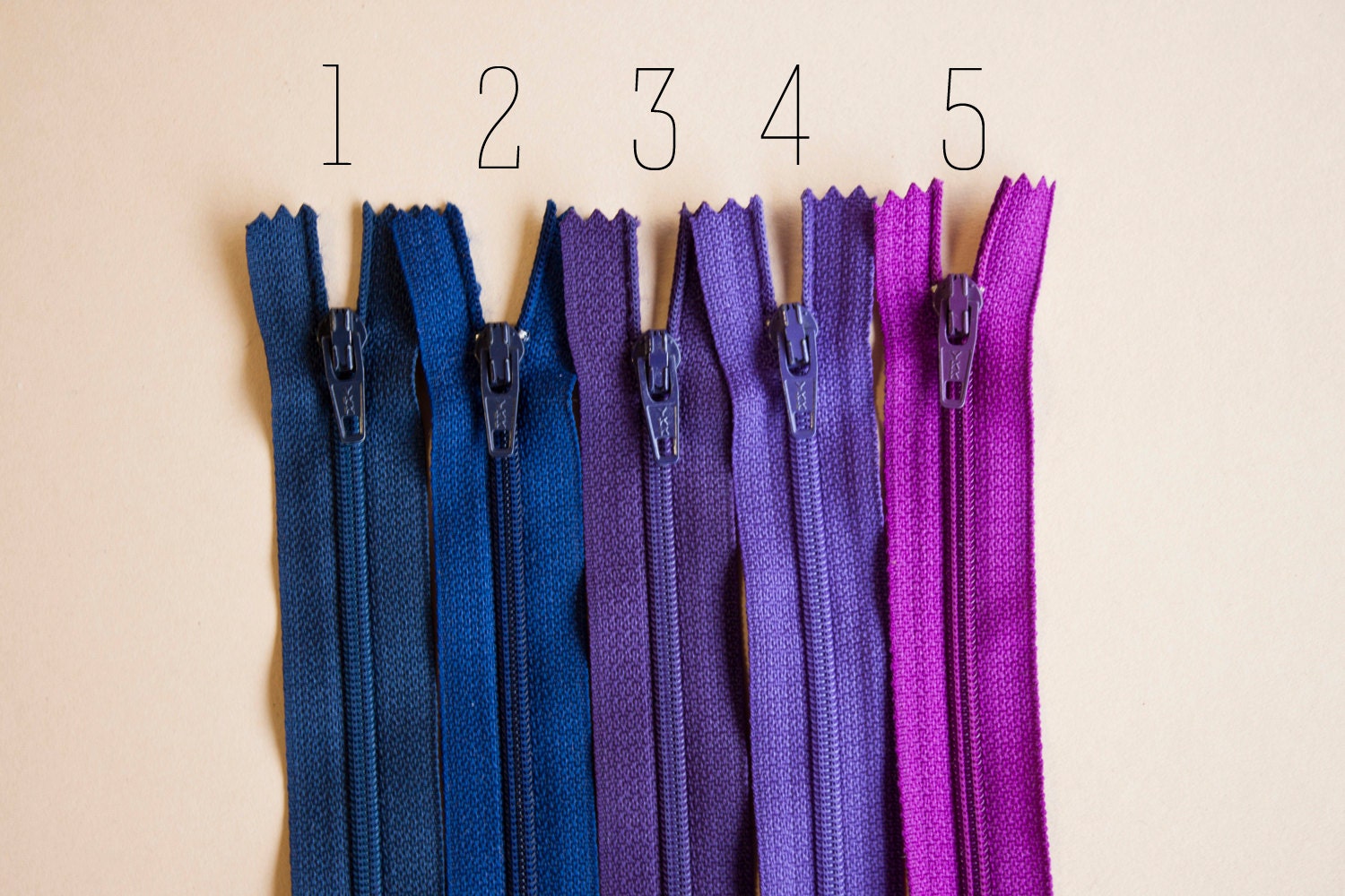 YKK ZIPPER 20 inch - 10 zippers Skirt and Dress Shades of Navy and Plum