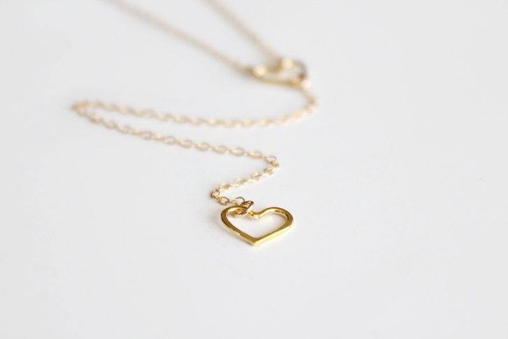 Double Heart Necklace - Long Lariat Style - Gold Vermeil