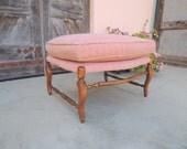 Vintage Pink Chenille Ottoman or Foot Stool (Los Angeles)
