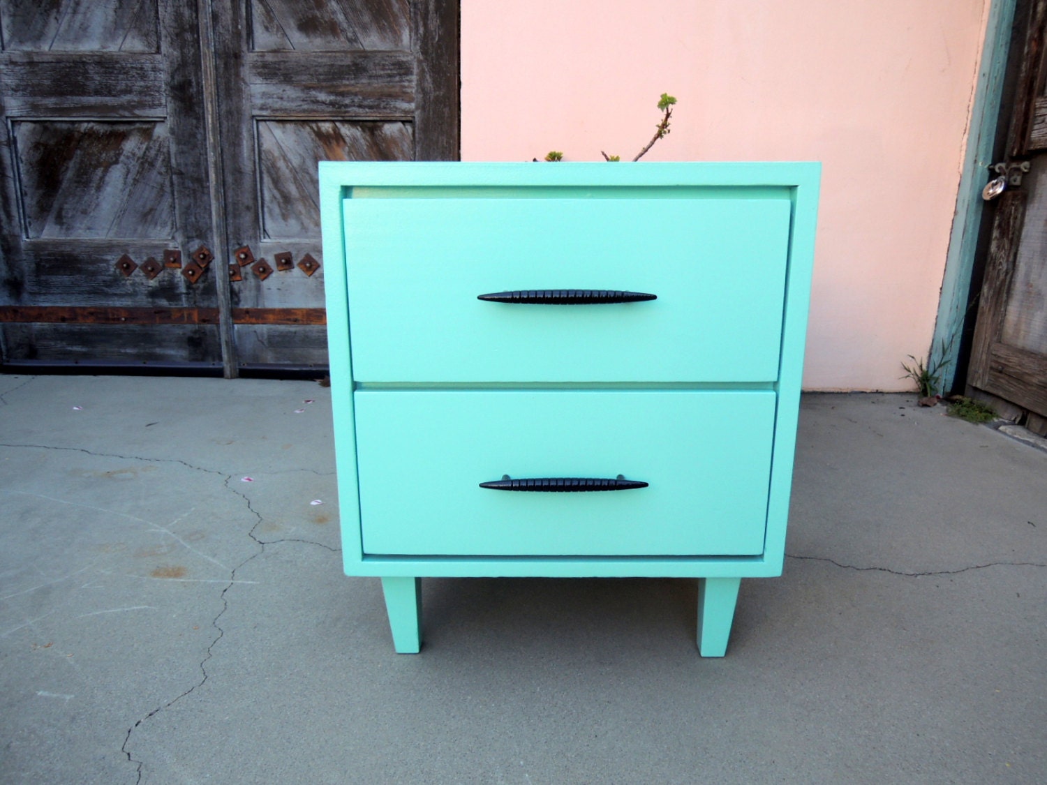 Mid Century Modern Nightstand in Turquoise (Los Angeles)