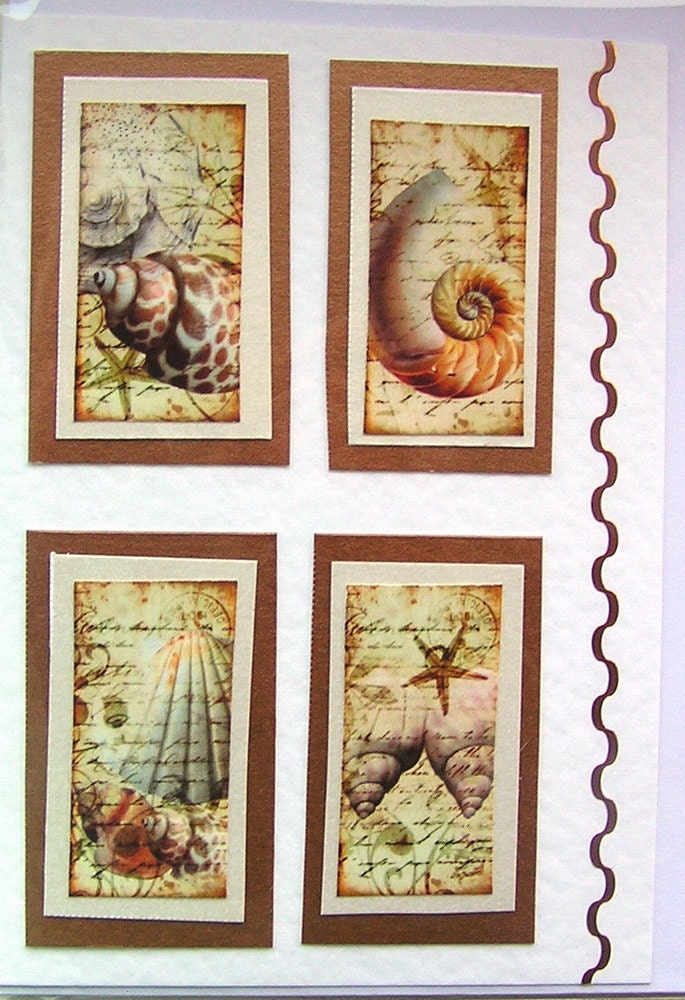 Sea Shell Hand-Crafted Layered Card - Blank for any Occasion (1562)