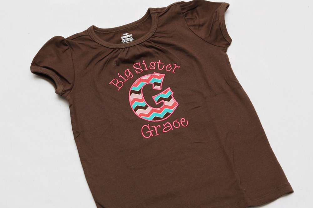 Big Sister Shirt- Personalized Initial Applique