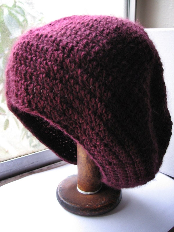 Crochet Purple Hat Slouchy Handmade Plum