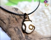 Sea Pottery Necklace from Hawaii, Hawaiian Jewelry for men, Beach Glass by Mermaid Tears