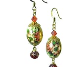 Floral Earrings, Bead Dangle Earrings, Vintage Style