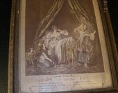 Antique French Jewelry Box LARGE Victorian 1800's Wooden Glass Mirrored Jewelry Box with Engraving GORGEOUS