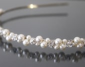 Swarovski Pearl and Rhinestone Headband-Gold Swarovski Headband-Silver Swarovski Headband-HB108
