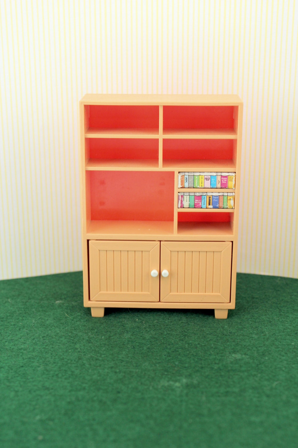 Vintage Tomy Dollhouse Furniture Bookcase TV Cabinet