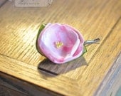 satin layered flower bobby pin in Pink Rose  Made To Order