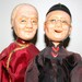 Vintage Asian Antique Oriental Dolls Composition Clay Man and Women in Original Clothing