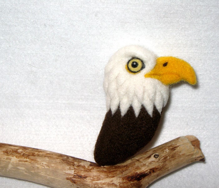 Bald Eagle brooch, needle felted wool accessory
