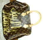 SALE - Say My Name - Louis Vuitton Inspired Handbag - Hand Painted - Original Design - Wearable Art