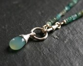 delicate necklace in sterling silver and natural gemstone beads in AQUA tones