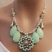 5 Unique Custom Made Mint Bridesmaids Statement Necklaces, Reserved Listing for Stephanie
