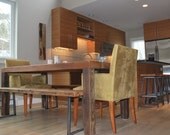 Love this modern table made of reclaimed wood from the Midwest... We make them in any size. 72" x 36" x30"  tall
