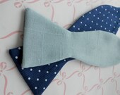 Navy Polka Dot and Dusty Shale Bowtie